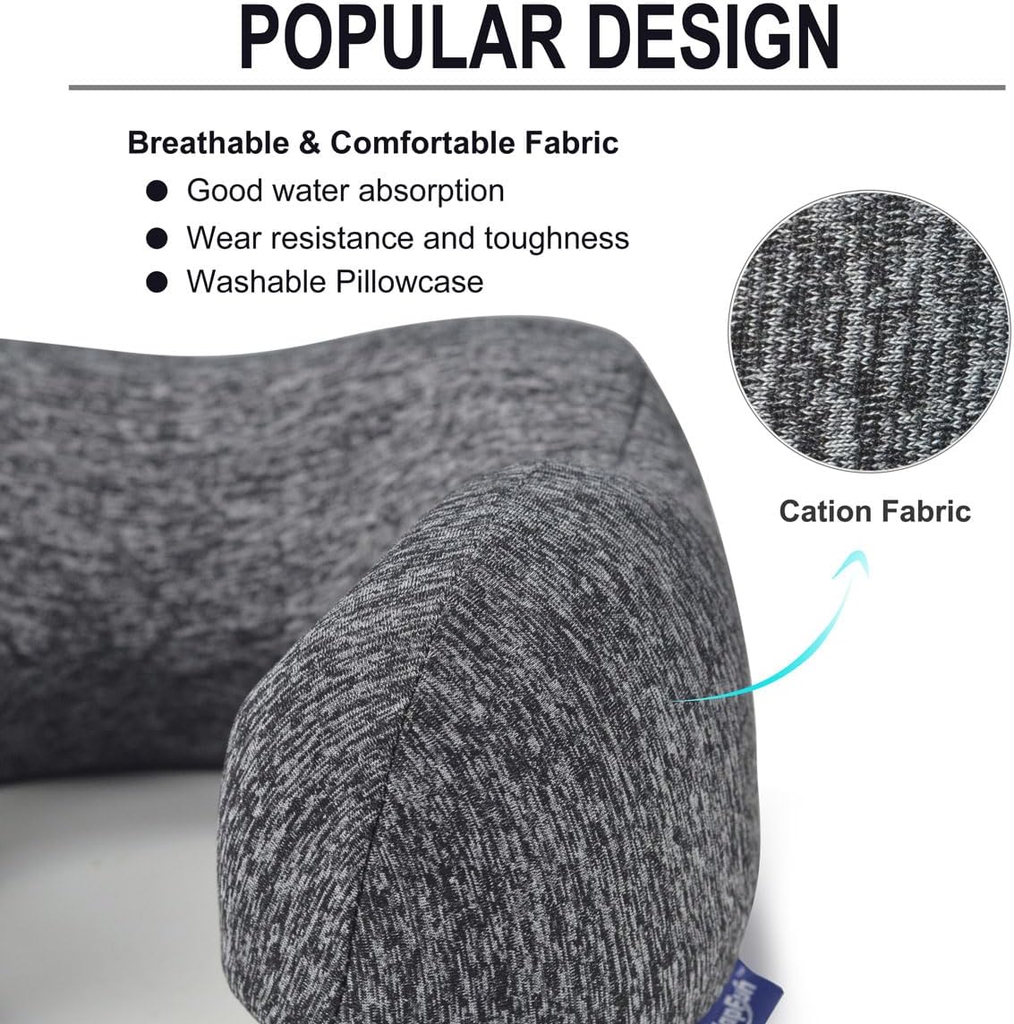 napfun Neck Pillow for Traveling, Upgraded Travel Neck Pillow for Airplane 100% Pure Memory Foam Travel Pillow for Flight Headrest Sleep, Portable Plane Accessories, Striped Black
