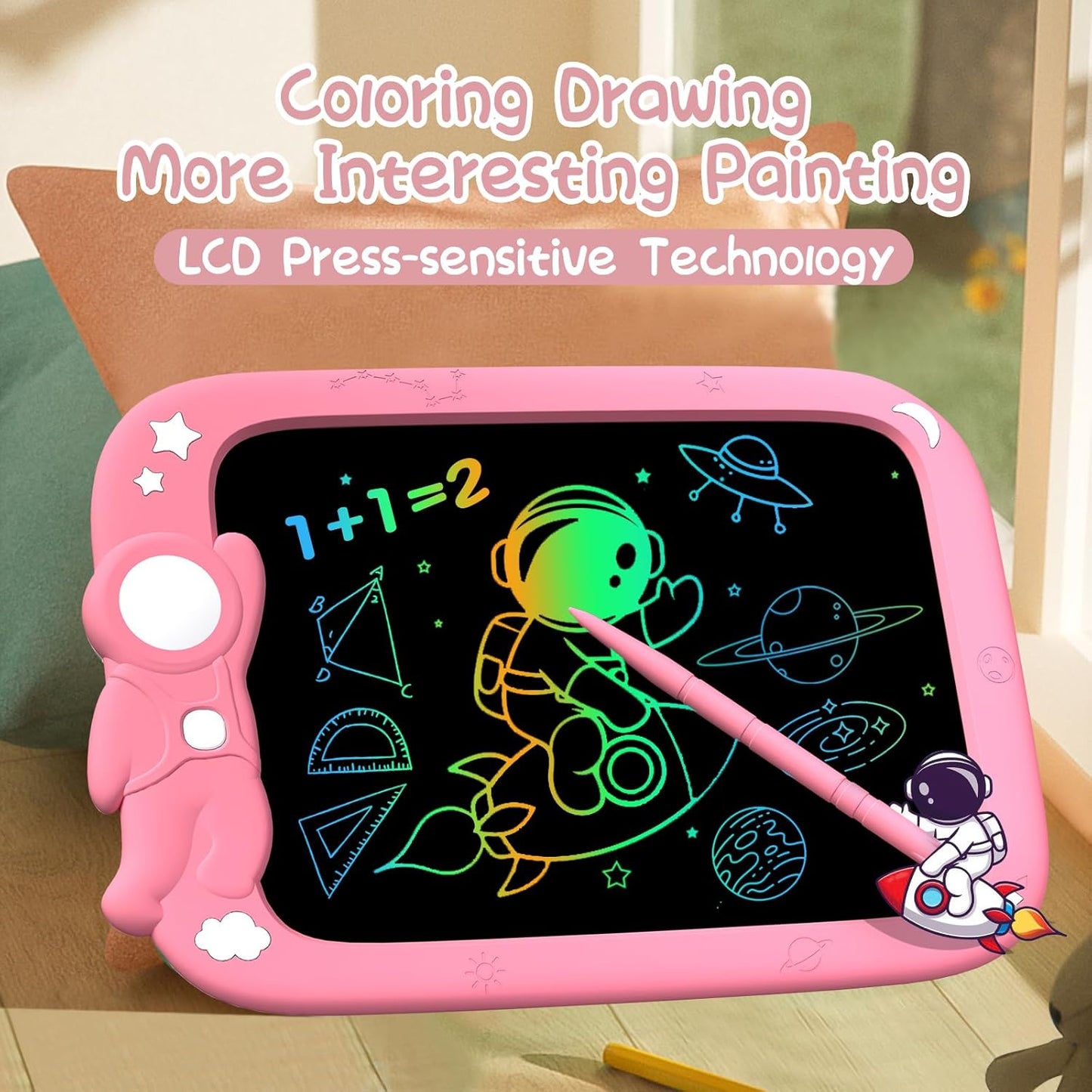 PYTTUR LCD Writing Tablet for Kids 10 Inch Colorful Toddler Drawing Tablet Reusable Doodle Board Electronic Drawing Pads Educational and Learning Kids Toys for Girls(Pink)