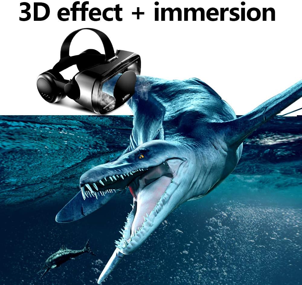 NEWSTYP 5~7inch VRG Pro 3D VR Glasses Virtual Reality Full Screen Visual Wide-Angle VR Glasses Box for 5 to 7 inch Smartphone Eyeglasses with Remote Control (Black Basic)
