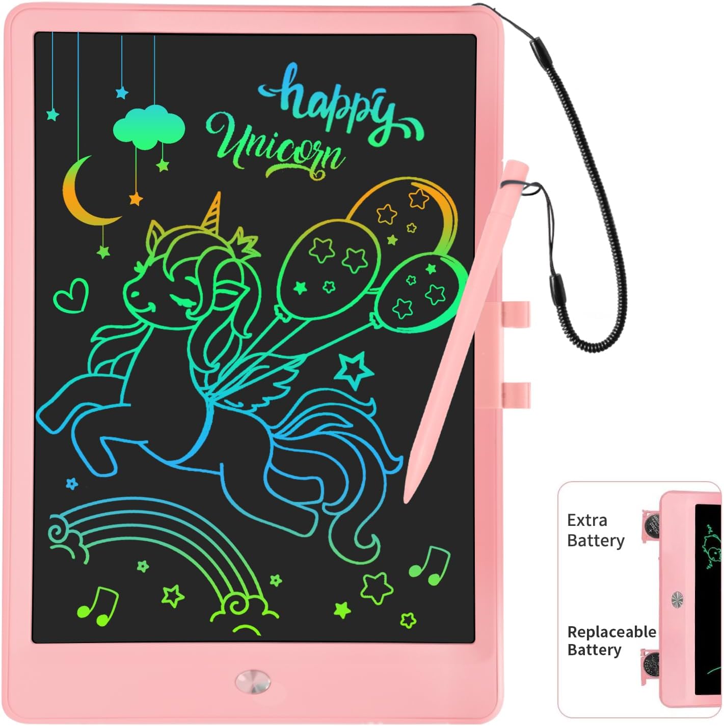 PYTTUR LCD Writing Tablet for Kids 10 Inch Colorful Toddler Drawing Tablet Reusable Doodle Board Electronic Drawing Pads Educational and Learning Kids Toys for Girls(Pink)
