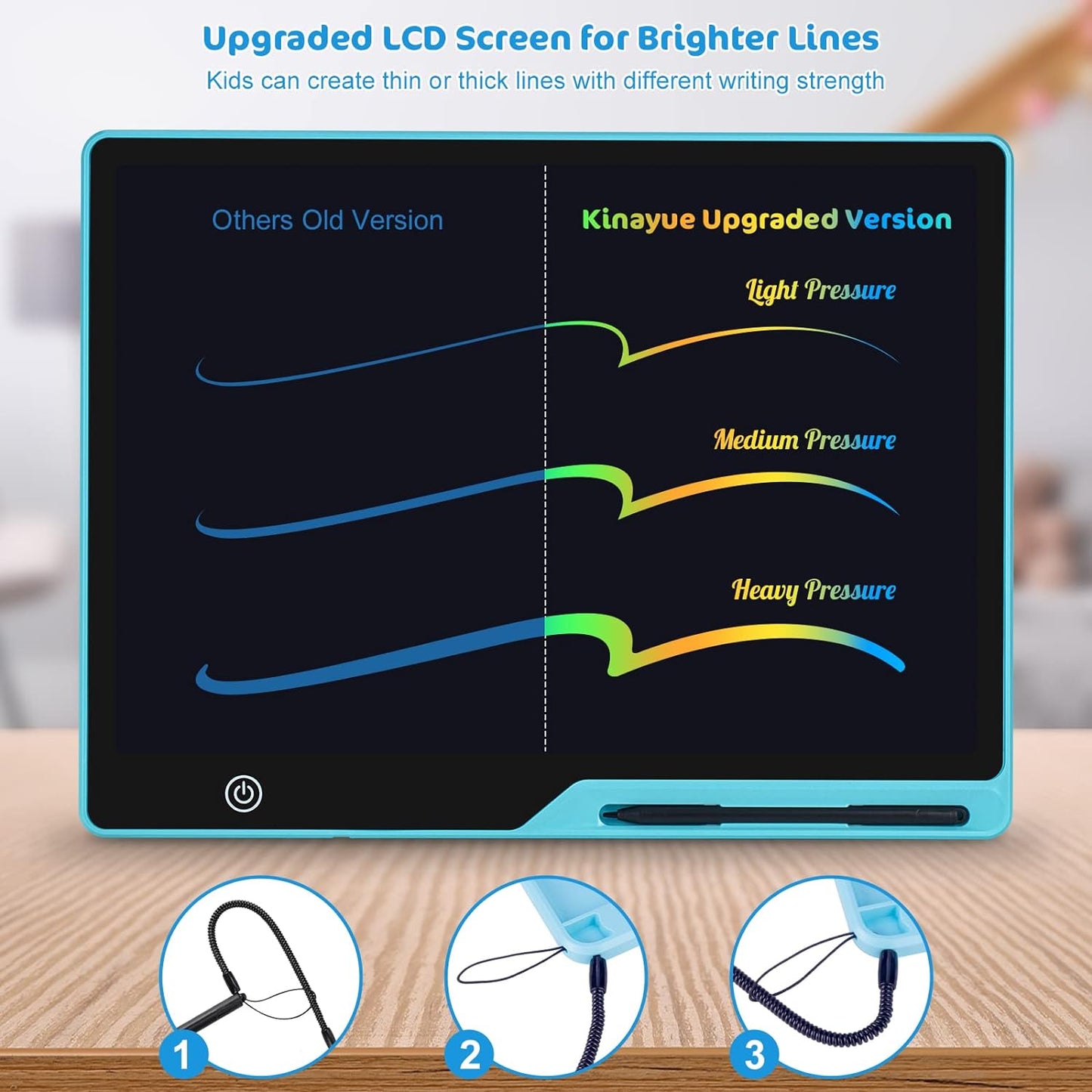 LCD Writing Tablet,16 Inch Colorful Screen Rechargeable Doodle Board Toddler Educational Toys for 3 4 5 6 Years Old Boys Girls Reusable Portable Drawing Tablet Christmas Toys Gifts for Kids (Black)