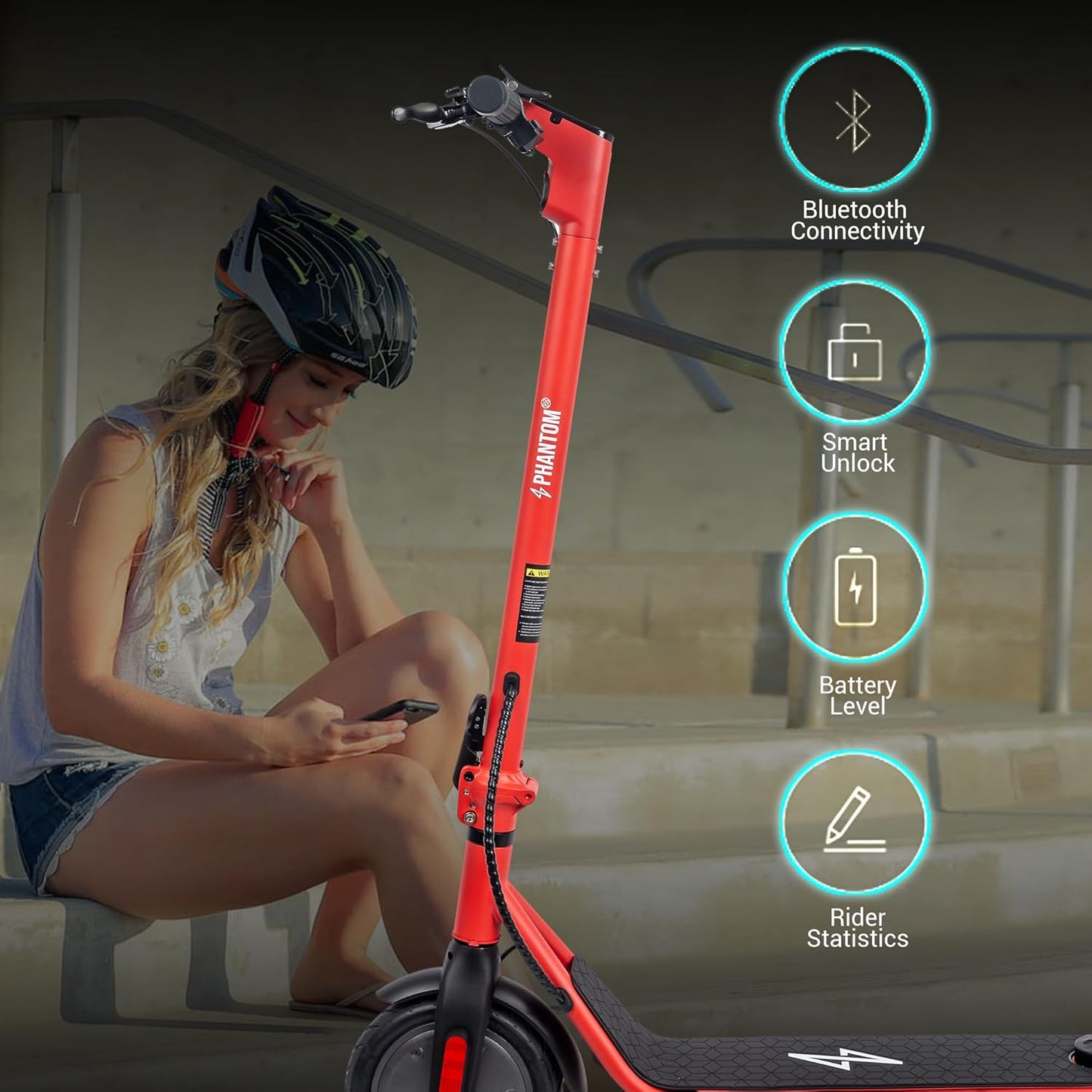 Phantomgogo Electric Scooter for Adults Scooter Foldable E-Scooter with Powerful Motor 15.5 Mph, Intelligent Light, Eco-Friendly, Perfect for Adult Commuters