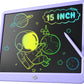 LCD Writing Tablet for Kids, Kidopire 15 Inch Large Screen Doodle Board, Colorful Drawing Writing Board Tablet Kids Age 3-12  Birthday Erasable Drawing Pad Message Practice Note Learning Toys, Purple
