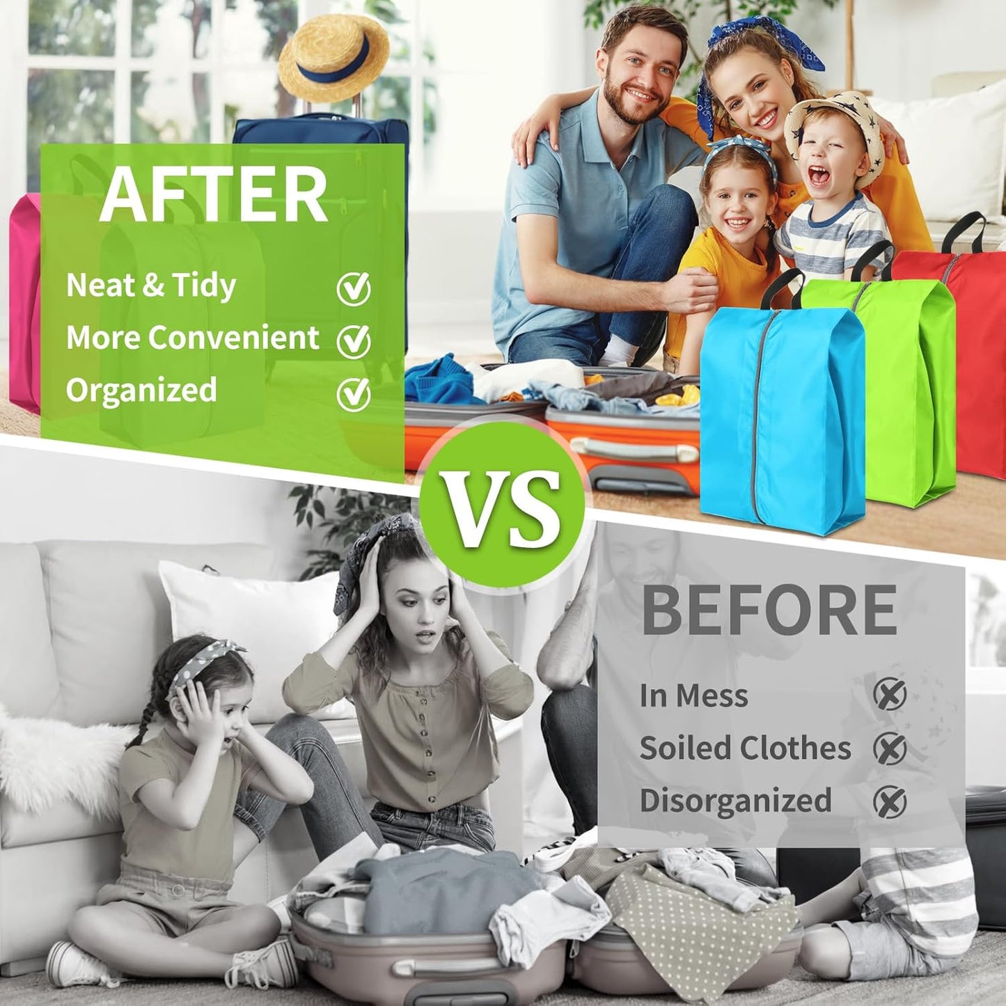 Shoe Bags for Travel, Set of 4 Pack Travel Shoe Bags for Packing, Large Waterproof Portable Travel Shoe Bag with Zipper Travel Essentials Women for and Men