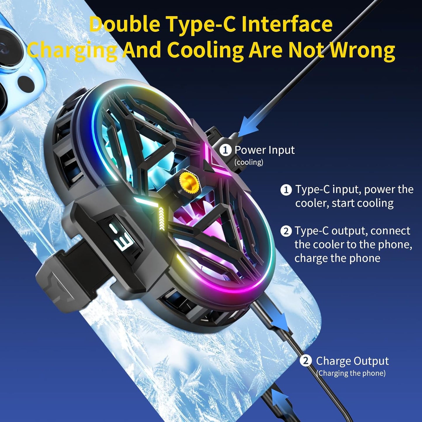 NEVEIKA Phone Cooler, Cellphone Radiator with Dual Semi-Conductor Cooling Chip, Mobile Phones with a Width of 6 to 8 cm for Tiktok Live Streaming, Outdoor Vlog, Mobile Gaming.