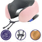 napfun Neck Pillow for Traveling, Upgraded Travel Neck Pillow for Airplane 100% Pure Memory Foam Travel Pillow for Flight Headrest Sleep, Portable Plane Accessories, Striped Black