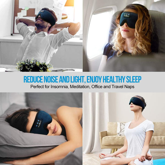 MUSICOZY Sleep Headphones, Bluetooth 5.2 Sleep Mask Headband Headphones Sleeping Eye Mask, Wireless Music Earbuds Earphones with HD Headphones Ultra-Thin Stereo Speakers for Side Sleepers Men Women