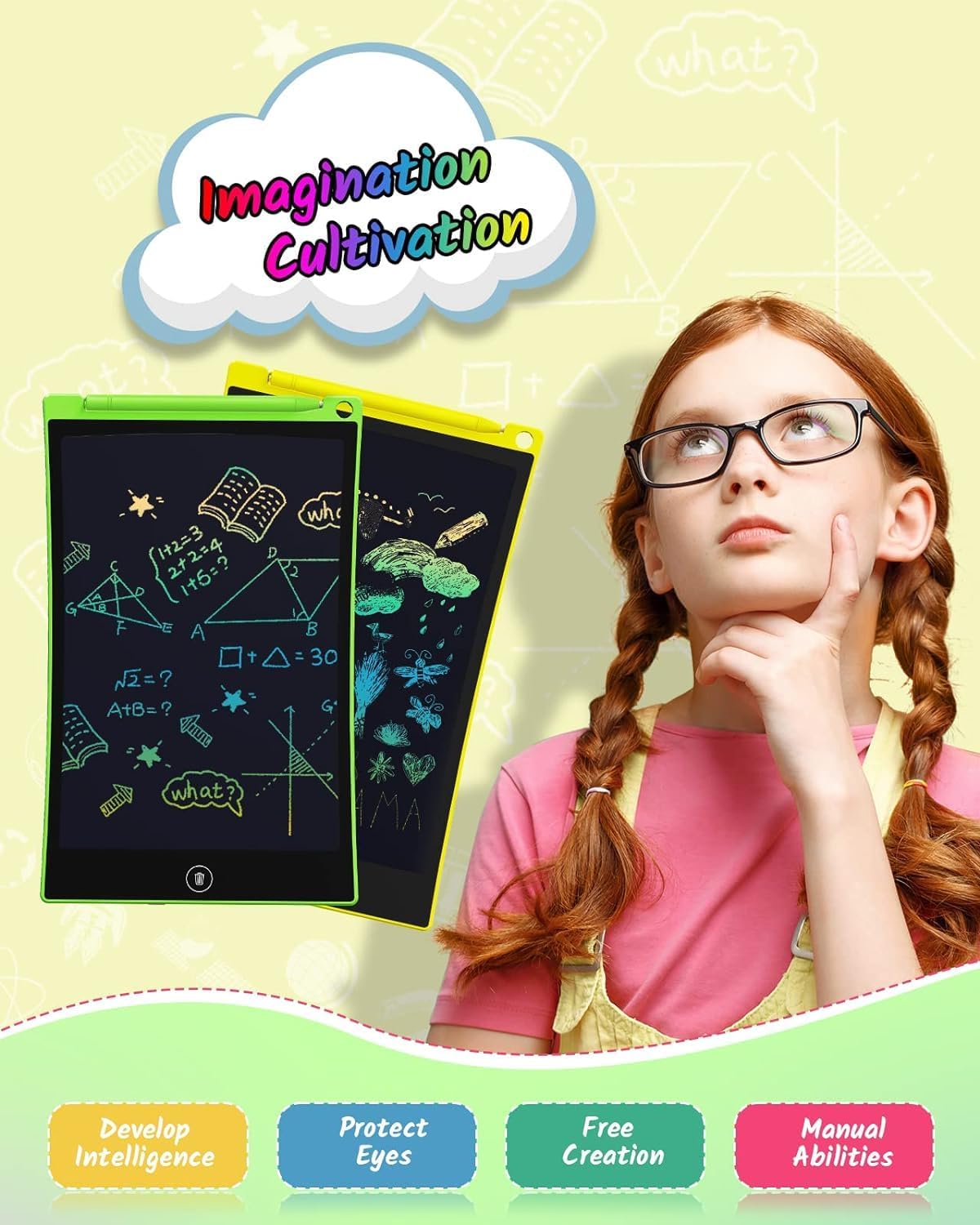TECJOE 2 Pack LCD Writing Tablet, 8.5 Inch Colorful Doodle Board Drawing Tablet for Kids, Kids Travel Games Activity Learning Toys Birthday Gifts for 3 4 5 6 Year Old Boys and Girls Toddlers