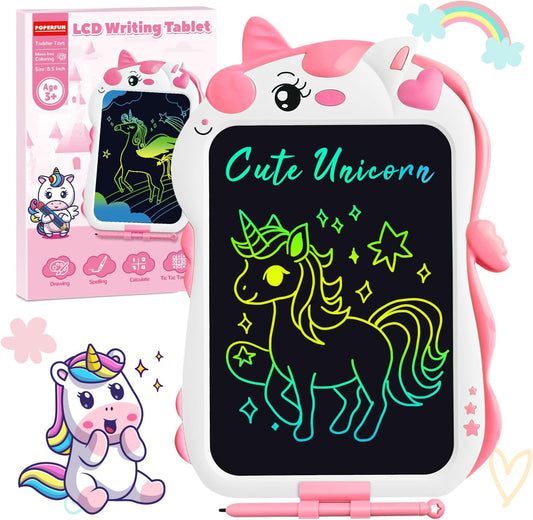 Unicorn Toys Lcd Writing Tablet for Kids, Reusable 8.5 Inch Kids Drawing Tablet, Educational Drawing Pad Doodle Board for Toddler Toys, Christmas Gifts Birthday Gifts for Ager3 4 5 6 7, Cute Girl Toys