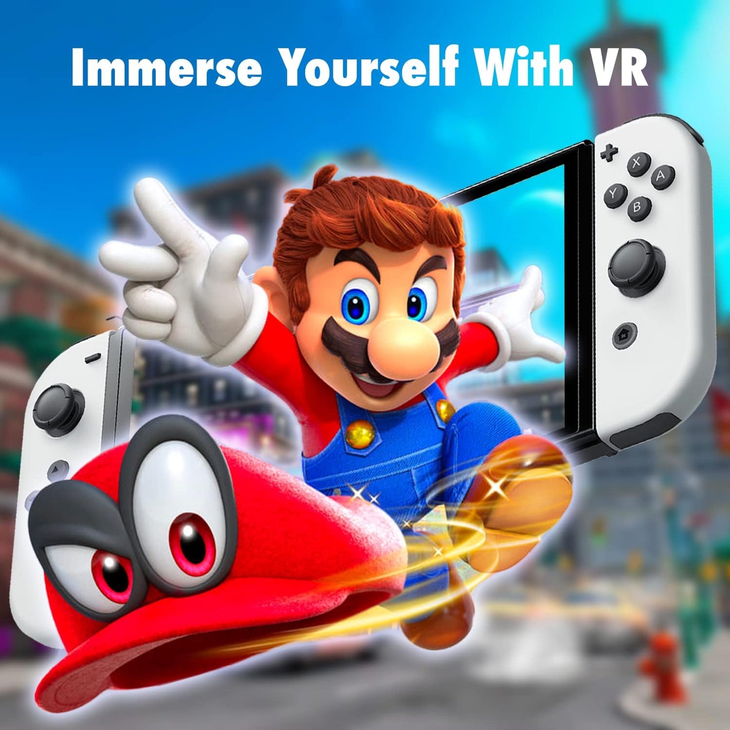 Orzly VR Headset Designed for Nintendo Switch &amp; Switch OLED Console with Adjustable Lens for a Virtual Reality Gaming Experience and for Labo VR - White - Gift Boxed Edition