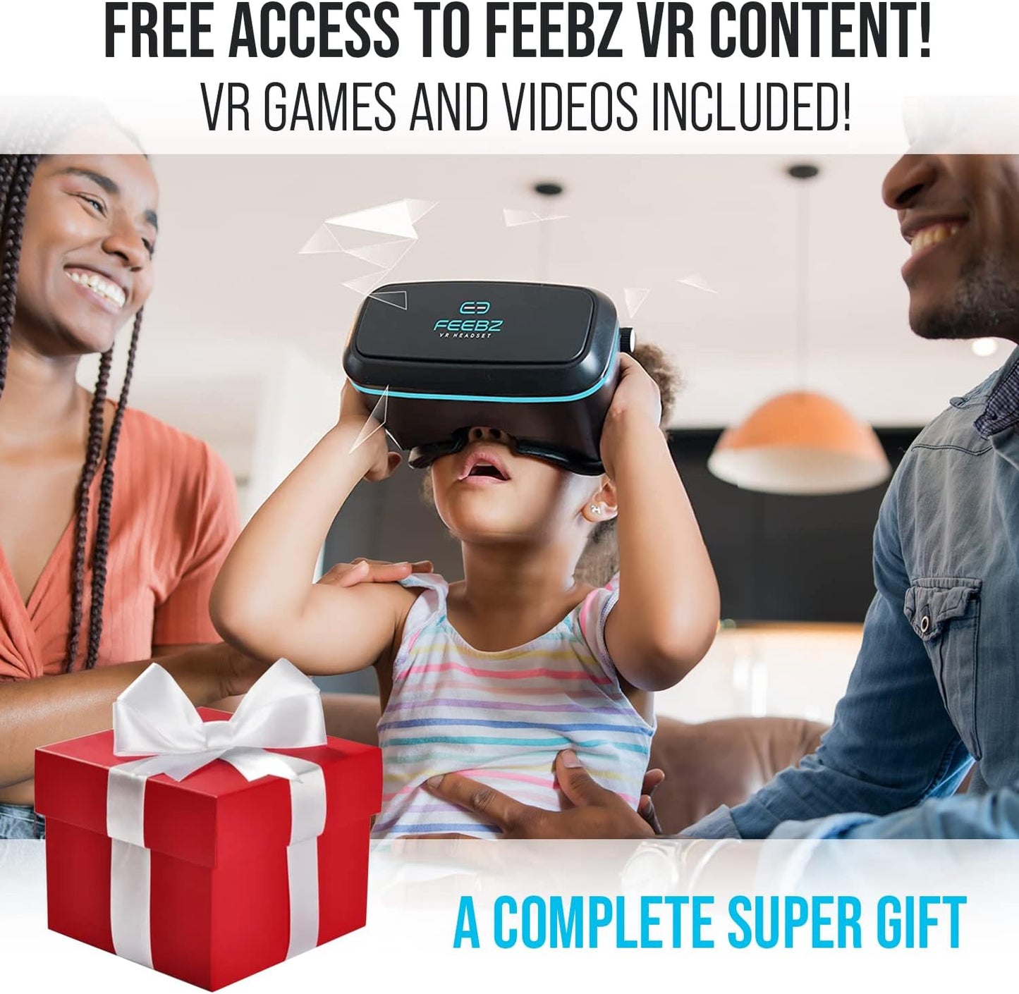 FEEBZ 3D VR Headset for Kids 2.0   Android Remote - for iPhone &amp; Android Phones | with 3D VR Videos &amp; Apps Links | Virtual Reality Goggles Set for Beginners