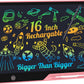 LCD Writing Tablet,16 Inch Colorful Screen Rechargeable Doodle Board Toddler Educational Toys for 3 4 5 6 Years Old Boys Girls Reusable Portable Drawing Tablet Christmas Toys Gifts for Kids (Black)