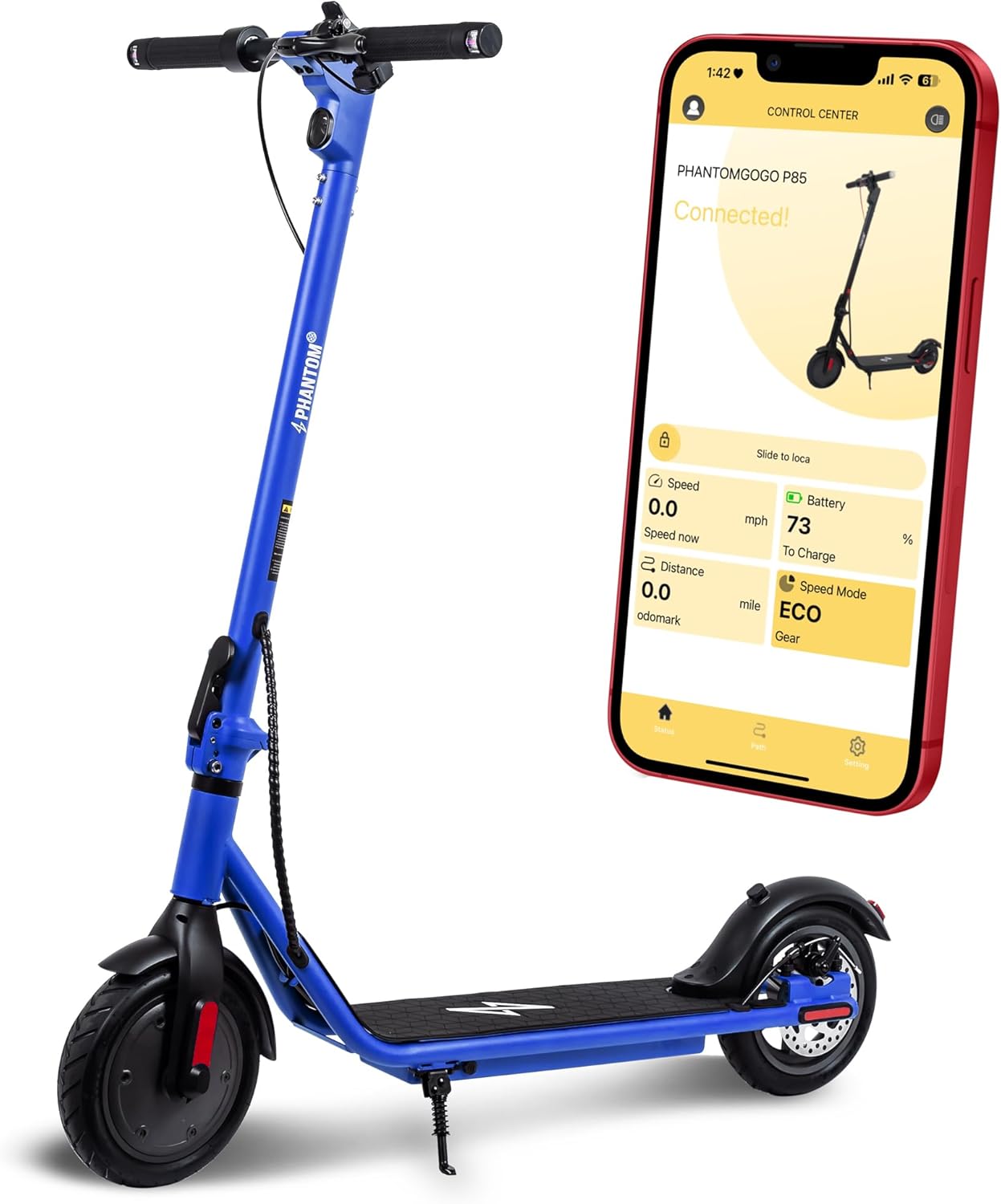 Phantomgogo Electric Scooter for Adults Scooter Foldable E-Scooter with Powerful Motor 15.5 Mph, Intelligent Light, Eco-Friendly, Perfect for Adult Commuters