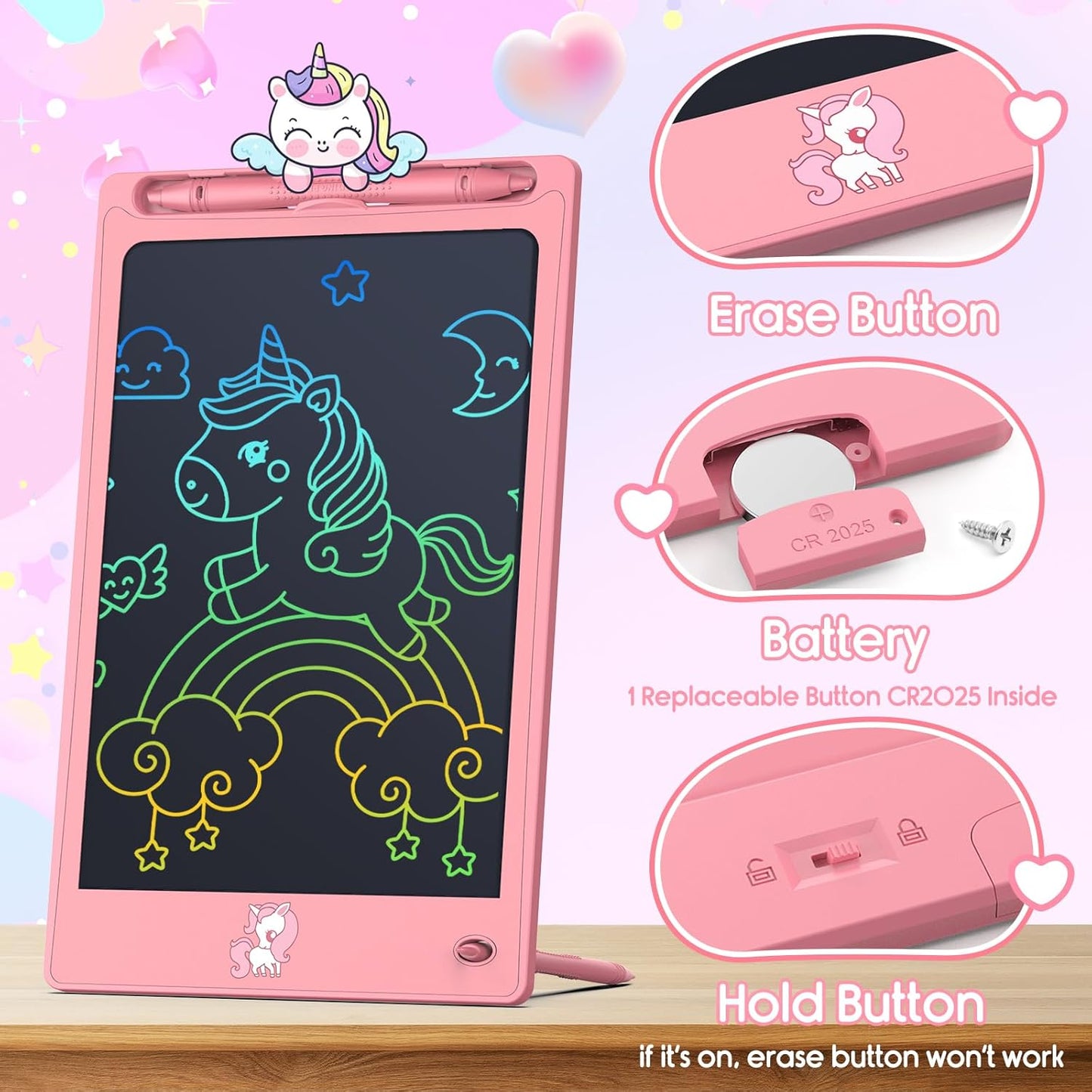 FLUESTON LCD Writing Tablet for Kids,Drawing Tablet for Boys Girls 3 4 5 6 7 8 Year,8.8 Inch 3pcs in 1 Pack Drawing Pad Toy Christmas Birthday Gifts for Toddler,Doodle Board Cute Dinosaur Unicorn