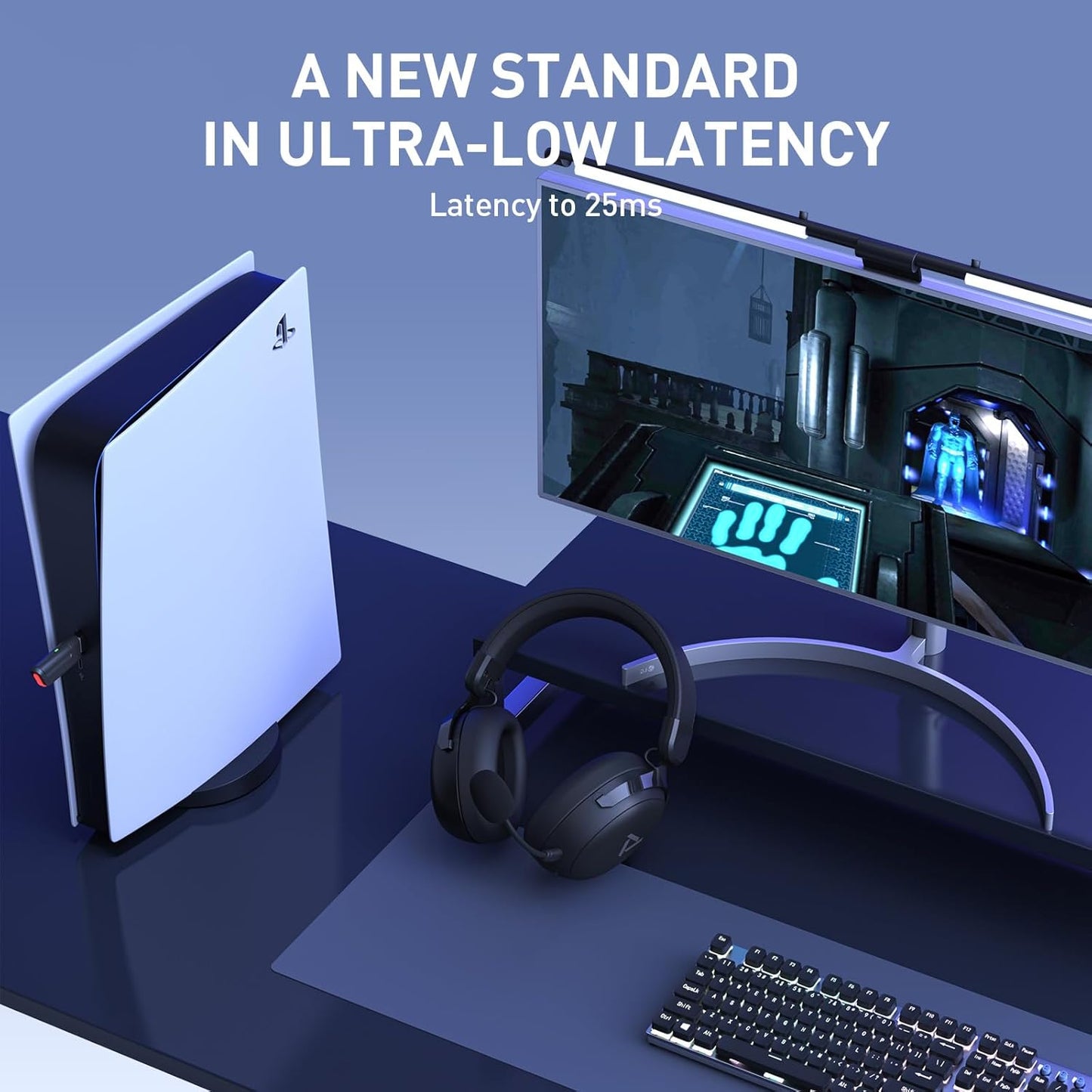 PRISMXR Wireless Gaming Headset Compatible with Quest 3S/3/2, PS5/4, PC, up to 80-hr Battery, 2.4Ghz USB Gaming Headphones with Bluetooth, 7.1 Virtual Surround Sound – Vega Q1