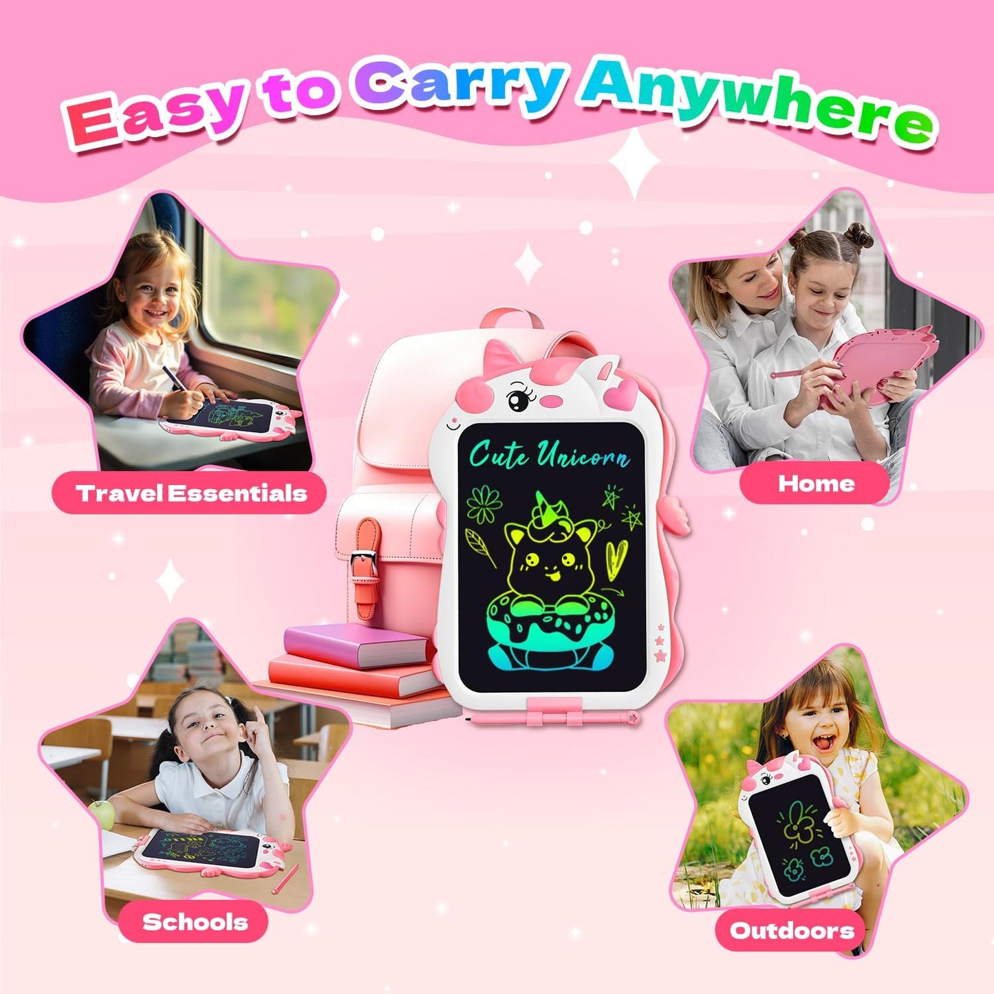 Unicorn Toys Lcd Writing Tablet for Kids, Reusable 8.5 Inch Kids Drawing Tablet, Educational Drawing Pad Doodle Board for Toddler Toys, Christmas Gifts Birthday Gifts for Ager3 4 5 6 7, Cute Girl Toys