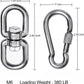 2 1 Heavy Duty 304 Stainless Steel Swivel Ring Double Ended Swivel Eye Hook with SUS304 Snap Hooks for Web Tree Swing, Swing Spinner Hanger, Reliable and Safe (M8)
