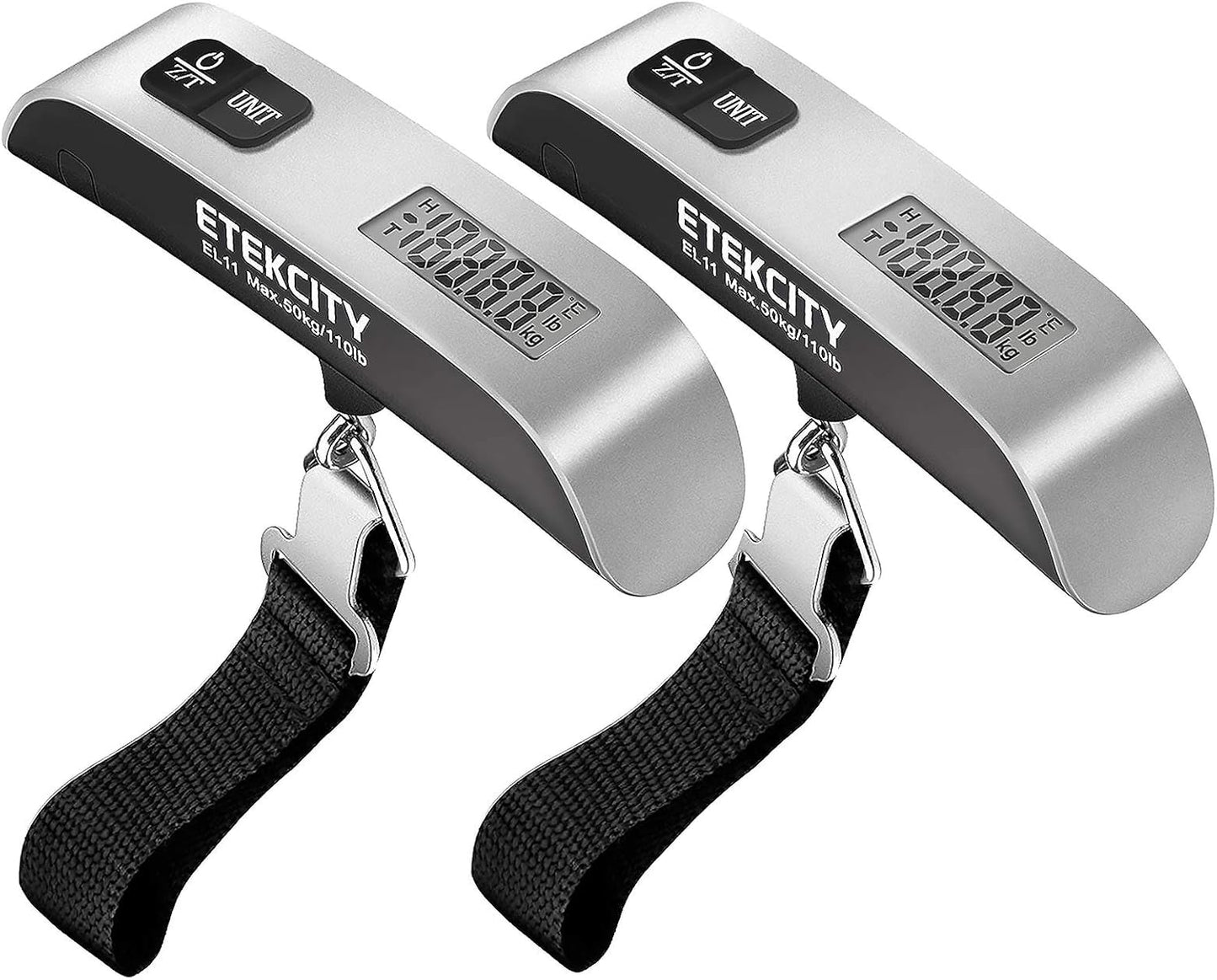 Etekcity Luggage Scale for Travel Essentials, Digital Suitcase Weight Scale with Hook, Portable Hanging Baggage Scale for Travel Accessories, 110 Pounds, Battery Included