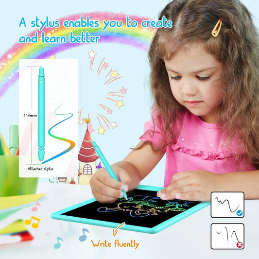 BUKEBU LCD Writing Tablet Doodle Board,10.5 inch Colorful Drawing Pad,Electronic Drawing Tablet, Drawing Pads,Travel Gifts for Kids Ages 3 4 5 6 7 8 Year Old Girls Boys (Blue)