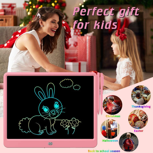 FLUESTON LCD Writing Tablet, Doodle Board Toys Gifts for 3-8 Year Old Girls Boys, 10 Inch Colorful Electronic Board Drawing Pad for Kids, Gifts for Toddler Educational Learning Travel Birthday, Blue