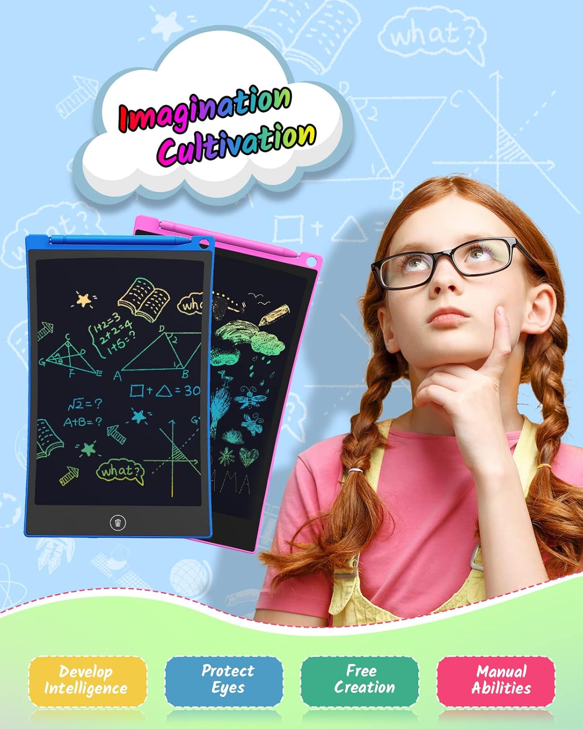 TECJOE 2 Pack LCD Writing Tablet, 8.5 Inch Colorful Doodle Board Drawing Tablet for Kids, Kids Travel Games Activity Learning Toys Birthday Gifts for 3 4 5 6 Year Old Boys and Girls Toddlers