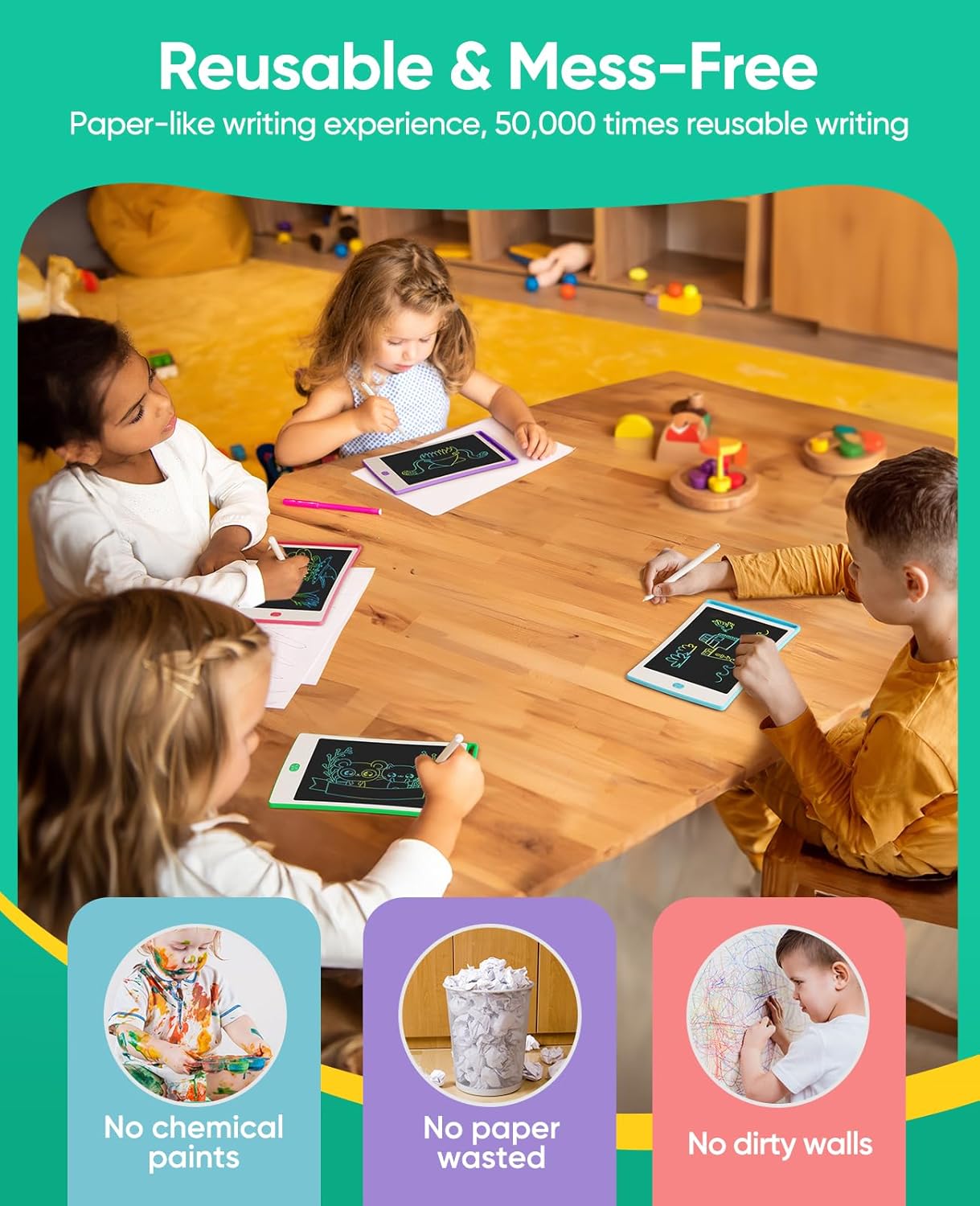 Magic Jimmy 4 Pack LCD Writing Tablet, 8.5 Inch Colorful Toddlers Drawing Tablet for Kids, Creative Doodle Board Drawing Pad, Toy Birthday Gift for 3-6 Year Old Girls Boys