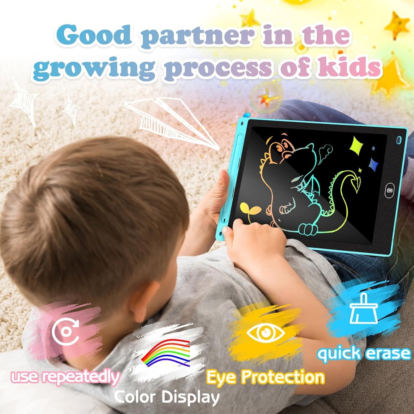 KTEBO 2 Pack 10 Inch LCD Writing Tablet for Kids - Preschool Drawing Tablet Toys &amp; Toddler Travel Essential Toys, Christmas Stocking Stuffers for Kids, Easter Basket Stuffers for Kids