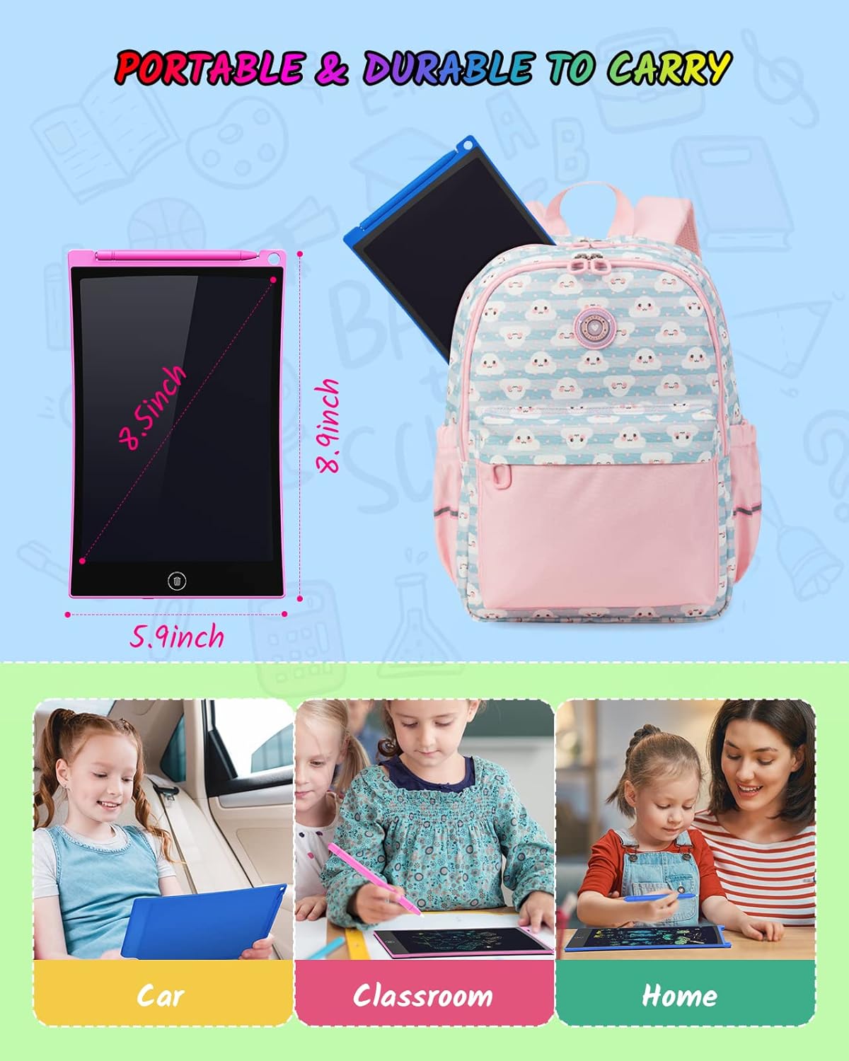 TECJOE 2 Pack LCD Writing Tablet, 8.5 Inch Colorful Doodle Board Drawing Tablet for Kids, Kids Travel Games Activity Learning Toys Birthday Gifts for 3 4 5 6 Year Old Boys and Girls Toddlers
