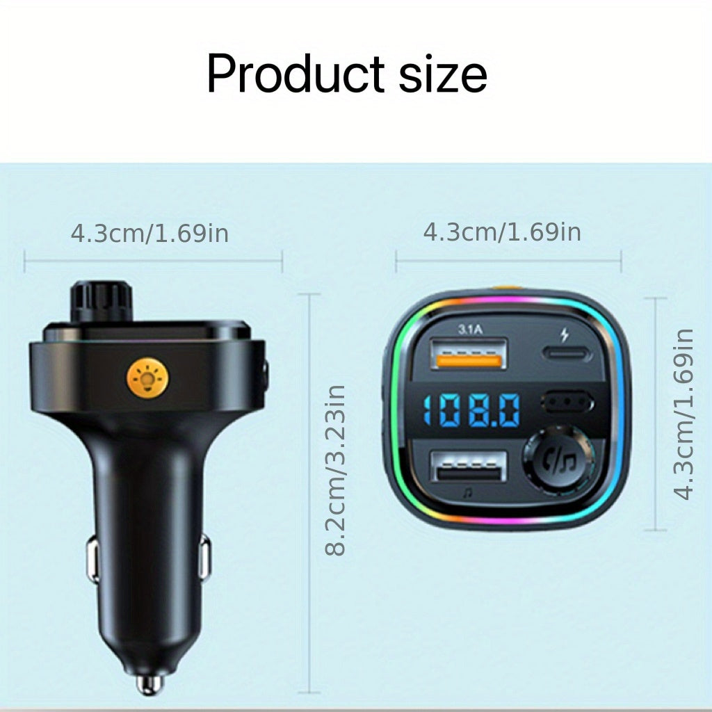 BT Car MP3 Player Charger - Multifunctional Car Fast Charging Charger - For All Vehicles -  Suitable for Music Lovers & Drivers - Perfect Gift for Car Enthusiasts