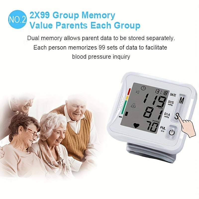 TAIKON W01 Digital Blood Pressure Monitor with Pulse Rate Detection - Easy-to-Use Wrist Cuff, Battery-Powered, LCD Display, Adjustable for Adults & Youngsters