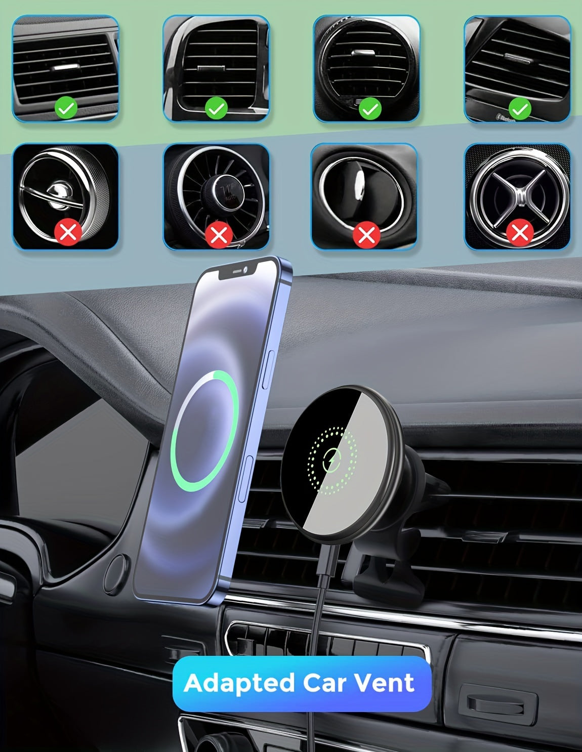 [Popular Choice] Wireless Magnetic Phone Holder Car Charger with Fast Charging for iPhone 16/16 Pro/16 ProMax/15/15 Pro/15 Pro Max/15 Plus/14/14 Pro/14 Pro Max/14 Plus/13/13 Pro/13 Pro Max/12/12 Pro/12 Pro Max/12 Mini Series