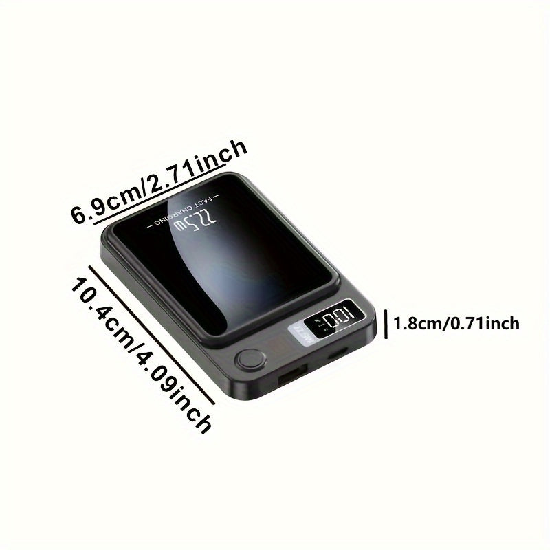 xhwtdz 10000mAh Portable Charger, 22.5W PD & QC Fast Charging, Magnetic Wireless Charging Bank, USB Type-C, LED Power Display, Rechargeable Lithium Polymer Battery for Android/iPhone Devices