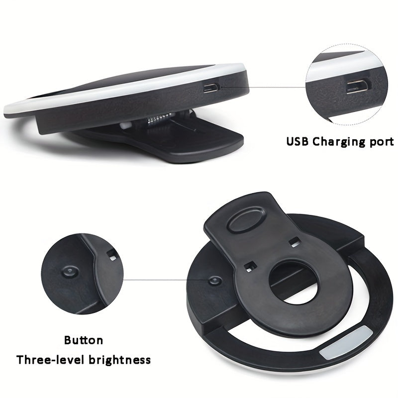 CLEANTRUST Rechargeable LED Ring Light for Selfies and Live Streaming, Portable Circular Flashlight, Dual Power Mode: Battery/USB, Warm White Light, with 40mAh Polymer Lithium Battery, for Smartphones, Cameras, and Makeup