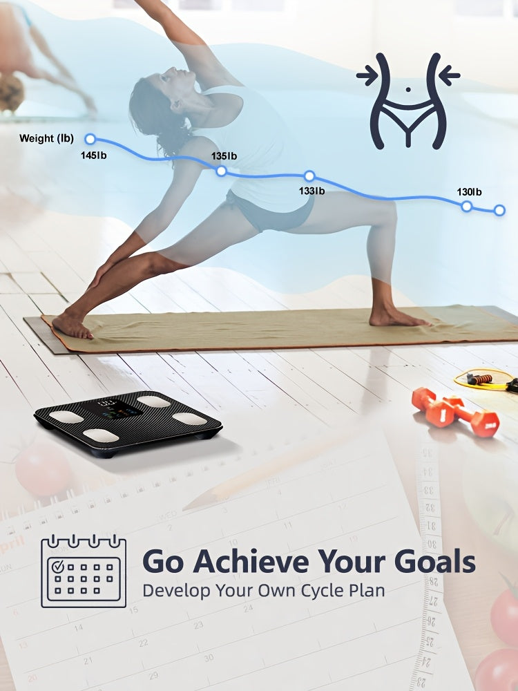 Smart Scale For Body Weight - 400lbs Capacity, BMI, Muscle Mass, Accurate Home User Health Equipment Sync Apps, Carbon Fiber Look With Anti-slip Finish - For Men & Women - Suitable for Home Use - Perfect Gift for Fitness Enthusiasts