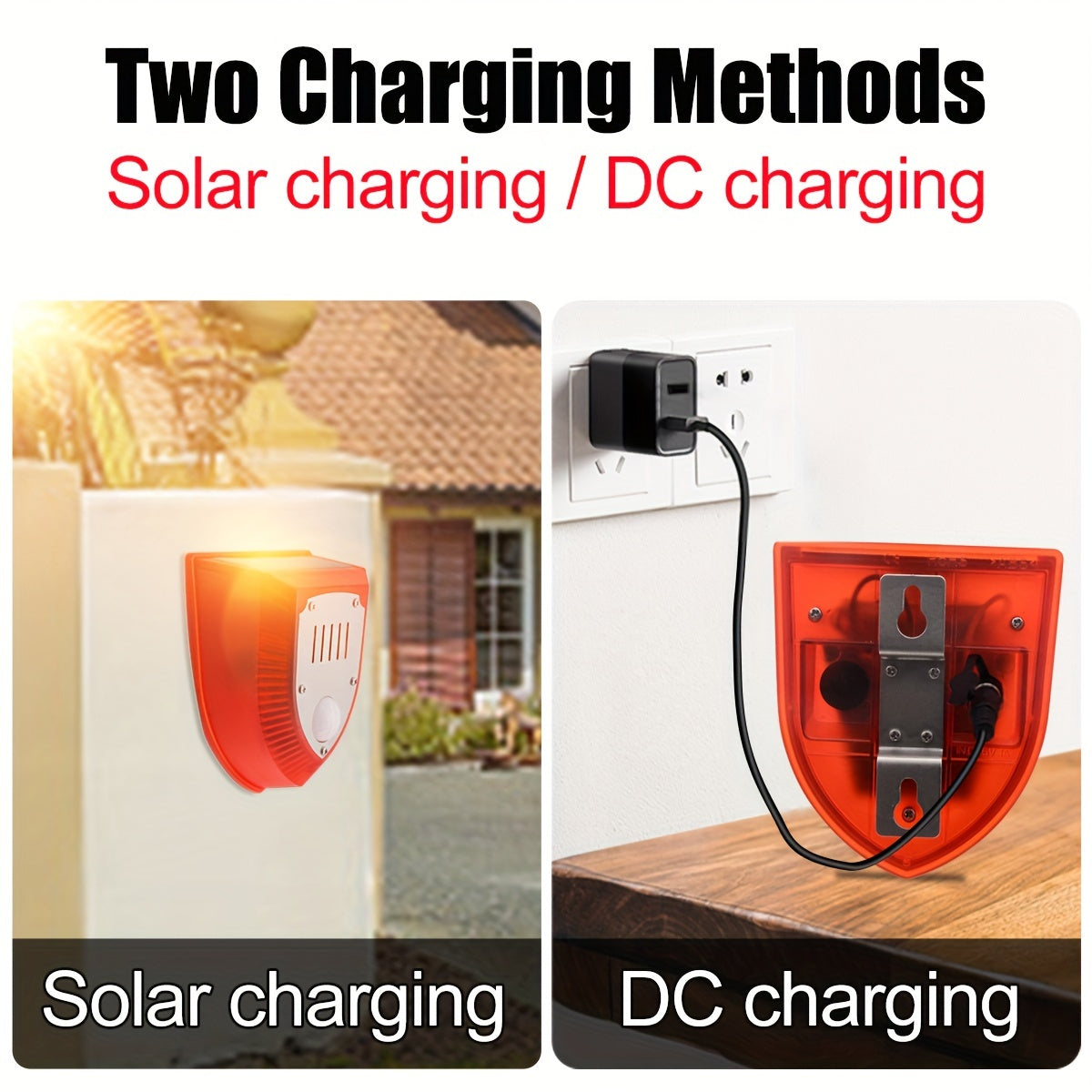 RUOCIN Solar Security Alarm Light with 129dB Gunshot & Dog Barking Sound