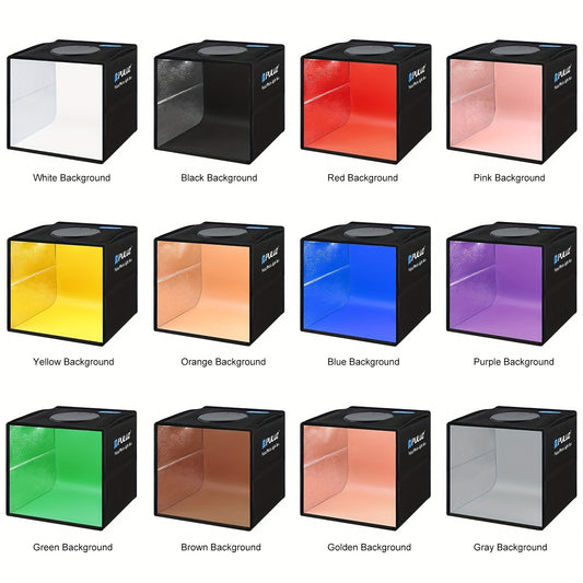 PULUZ Portable LED Ring Light with 12 Color Filters, 97 CRI High Color Rendering Index, USB Powered, Foldable Photography Studio, Multi-Angle Shooting Capability, with No Battery Required for Photography