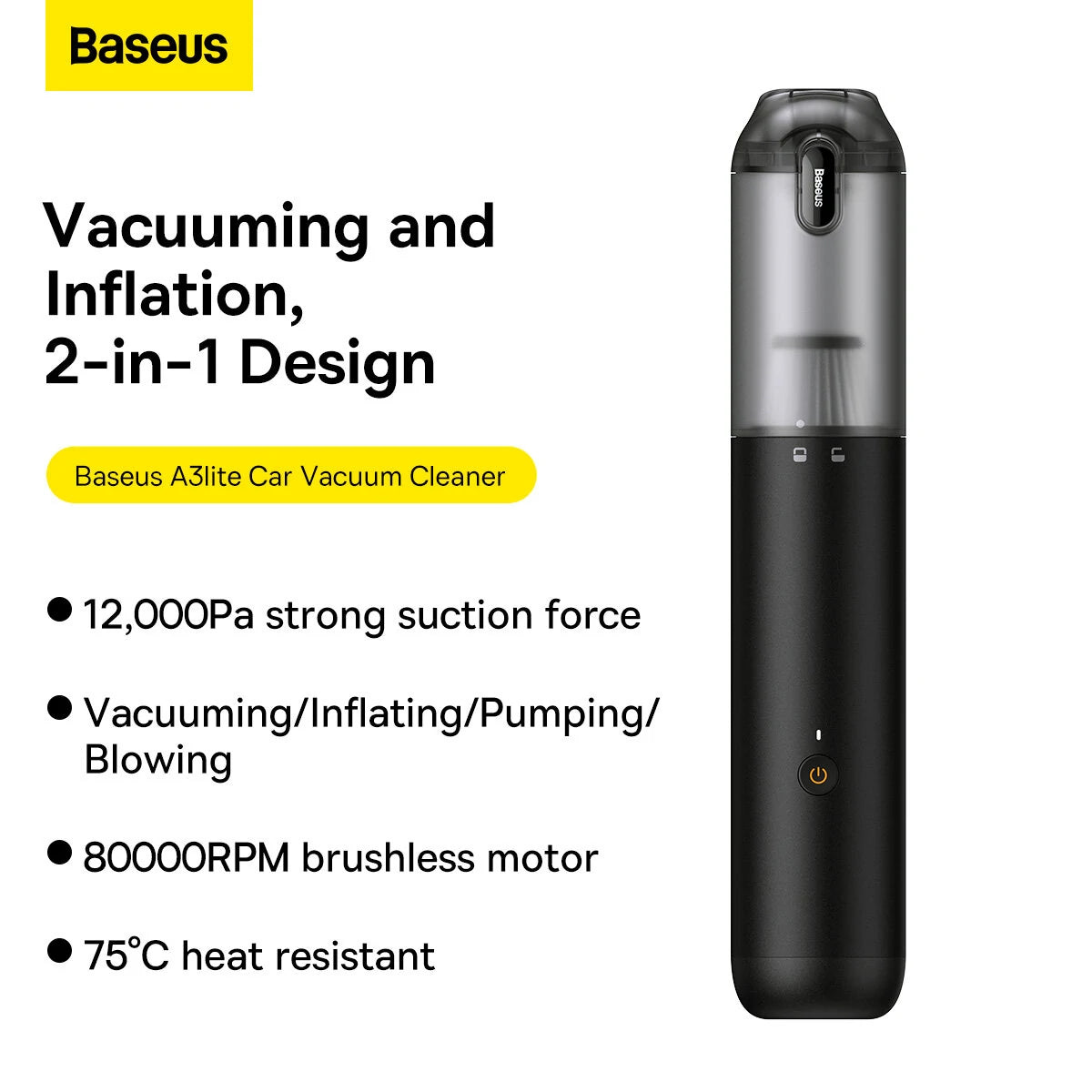 Baseus 4 in1 12000Pa Car Vacuum Cleaner Air Pump Cordless Vacuum Cleaner Mini Portable Vacuum Cleaner For Household