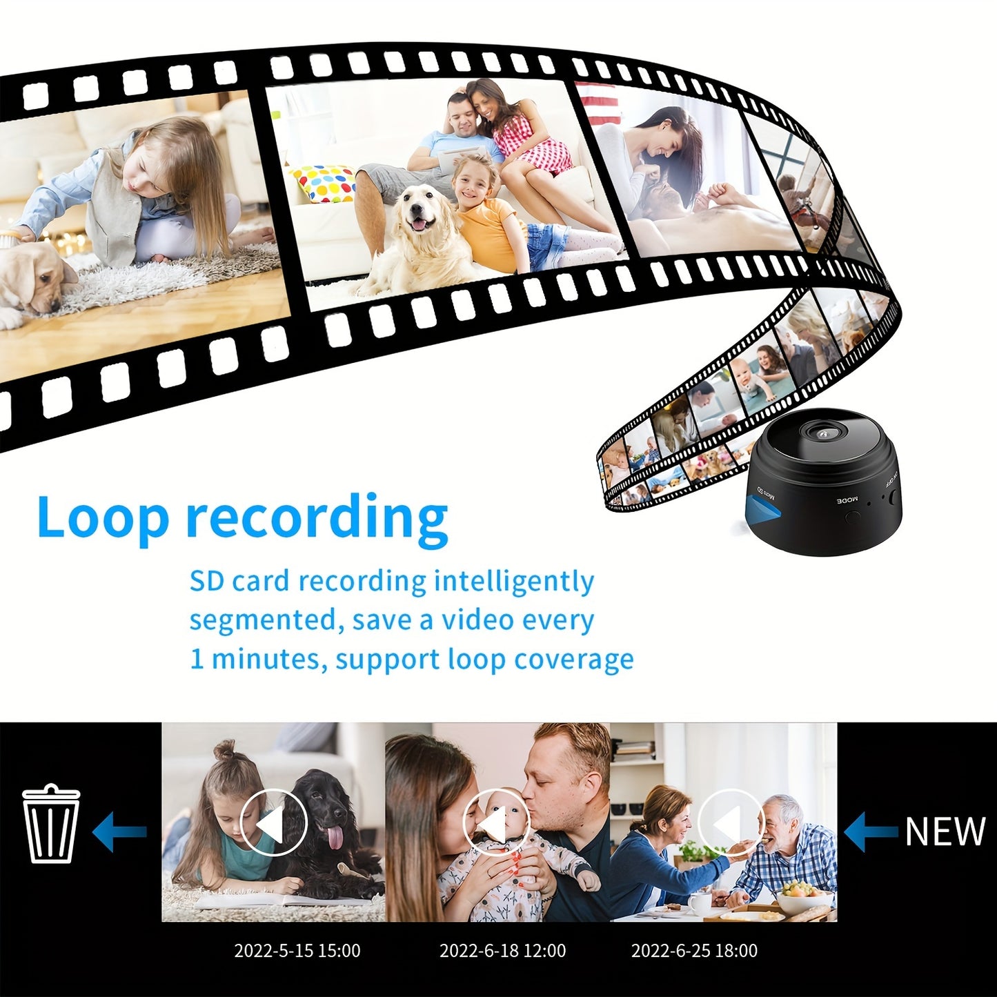 Smart Mini Wireless Security Camera - Indoor/Outdoor Surveillance with Remote Viewing App, USB Powered, Rechargeable Battery, Home Assistant Feature, Mobile Phone, Personal Housekeeper Assistant