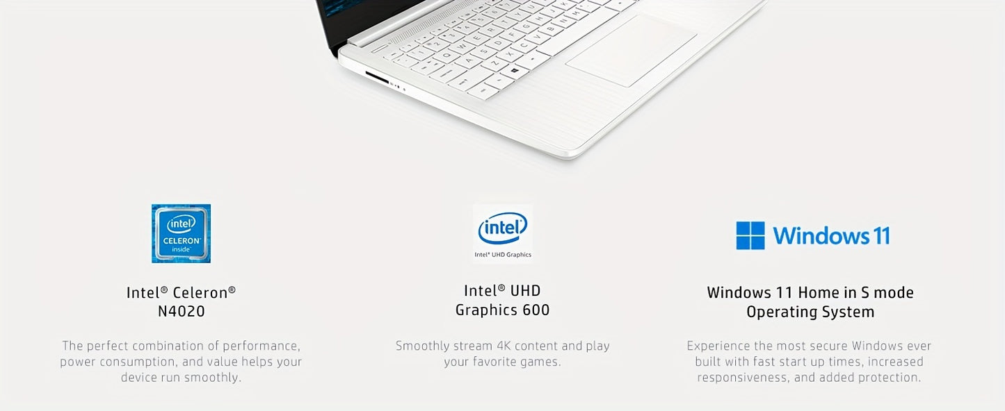 HP Newest 14" Ultral Light Laptop, For Students And Business, Intel Quad-Core Processor, 1-Year Office 365, Long Battery Life, Wi-Fi, Win11 H In S christmas gift