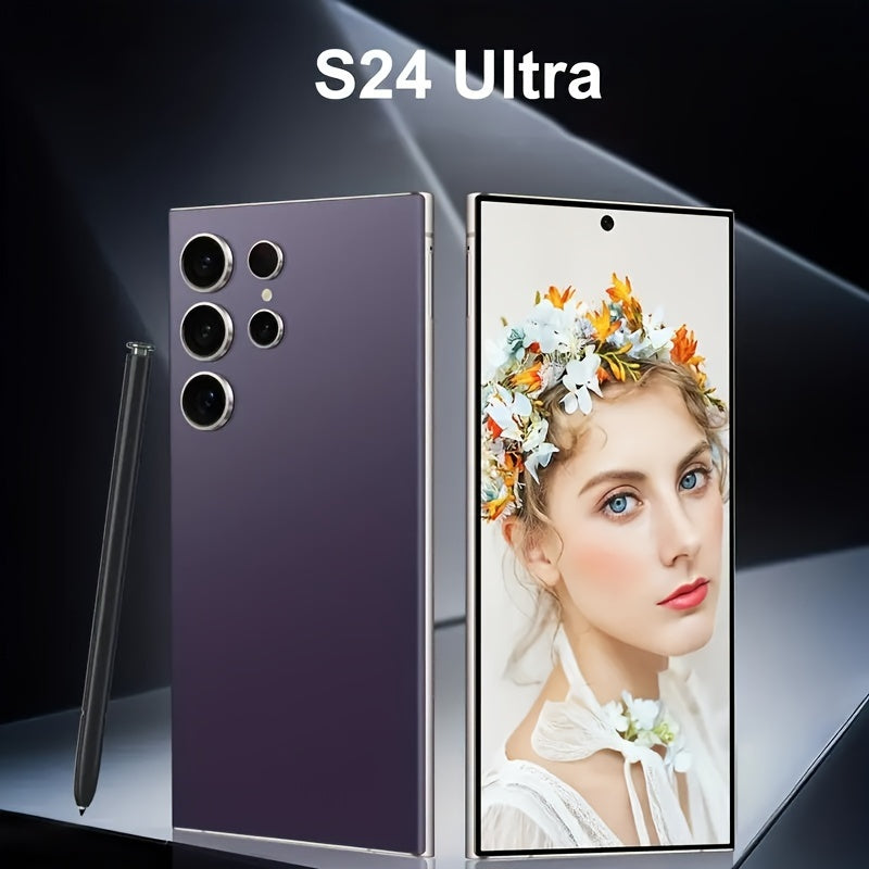 S24 Intelligent Touchscreen Phone, Dual Card Dual Standby, Facial Recognition, 8 256GB, High-definition Camera, 6800mAh - With Stylus, Headphones, Type-C Charging Cable, Phone Case, Screen Protector