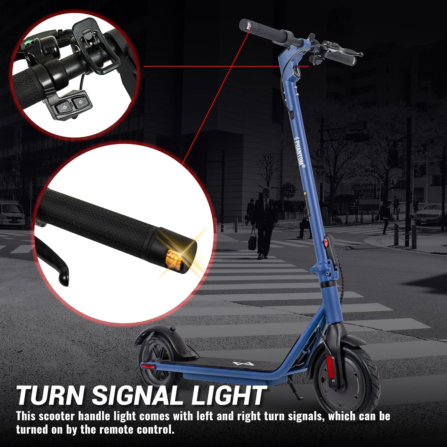 Phantomgogo Electric Scooter for Adults Scooter Foldable E-Scooter with Powerful Motor 15.5 Mph, Intelligent Light, Eco-Friendly, Perfect for Adult Commuters
