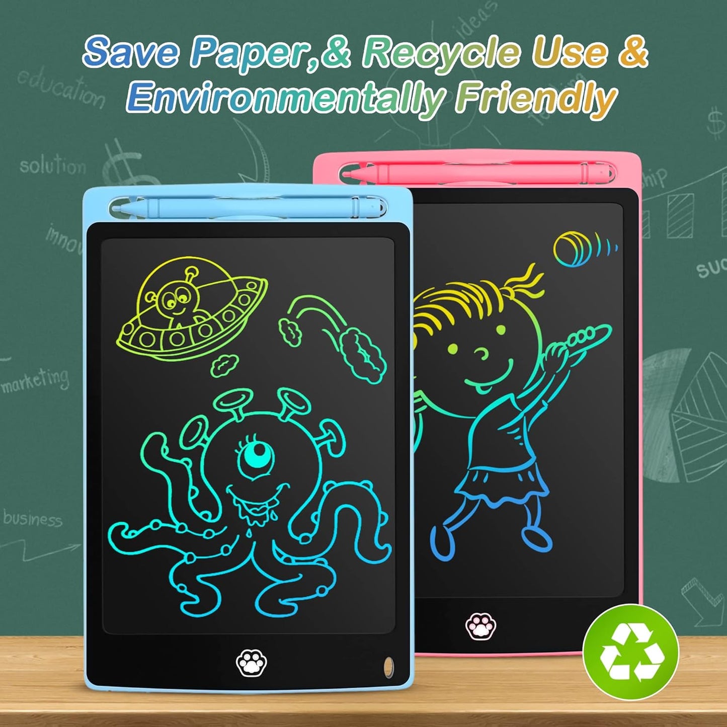 2 Pack LCD Writing Tablet, Electronic Drawing Writing Board, Erasable Drawing Doodle Board, Doodle Pad Toys for Kids Adults Learning &amp; Education, 8.5IN(Blue Pink)