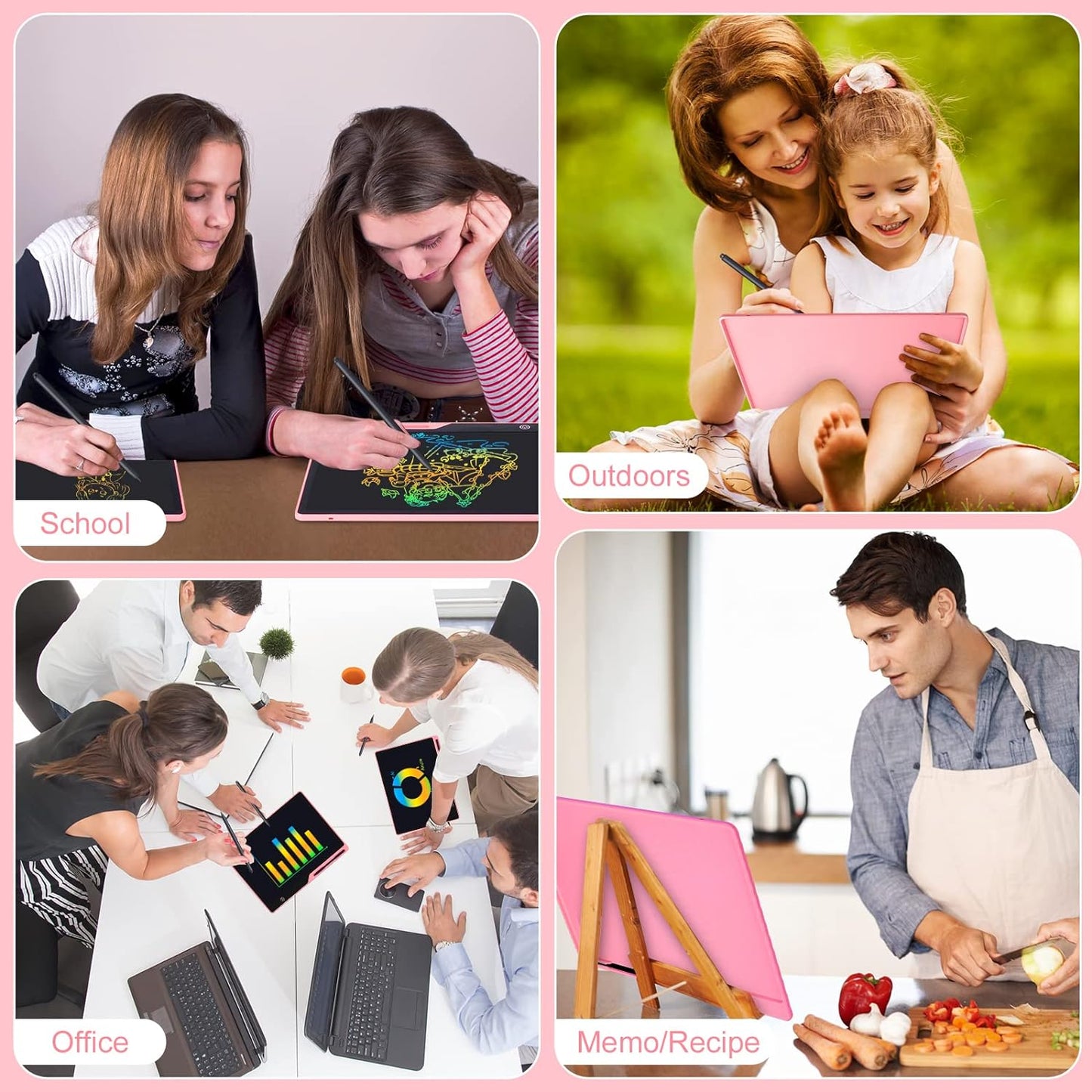 LCD Writing Tablet,16 Inch Colorful Screen Rechargeable Doodle Board Toddler Educational Toys for 3 4 5 6 Years Old Boys Girls Reusable Portable Drawing Tablet Christmas Toys Gifts for Kids (Black)