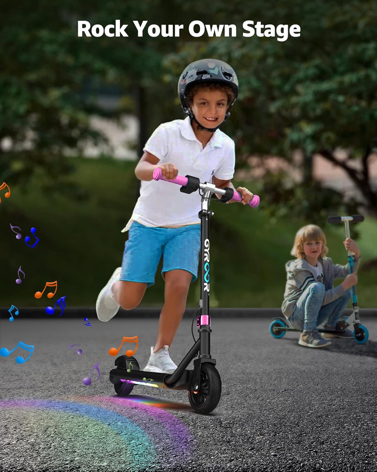 Gyroor H30 Max Electric Scooter for Kids, LED Dispaly, 150W Powerful Motor, Dual Brake System, Adjustable Height and Speed, Best Presents for Kids