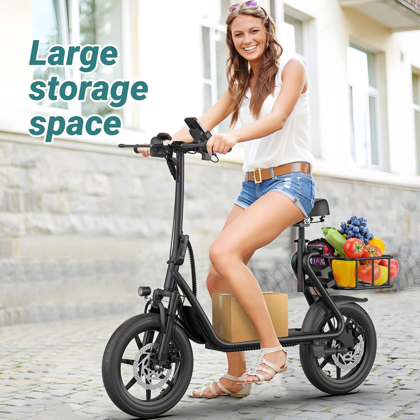 NAVIC Electric Scooter Adults,Electric Scooter with Seat,Max 27/49 Miles Ranges,Top Speed 22 mph,750W Peak Motor,Adult Electric Scooter for Pets,Cargo with Back Basket,Scooter Lock