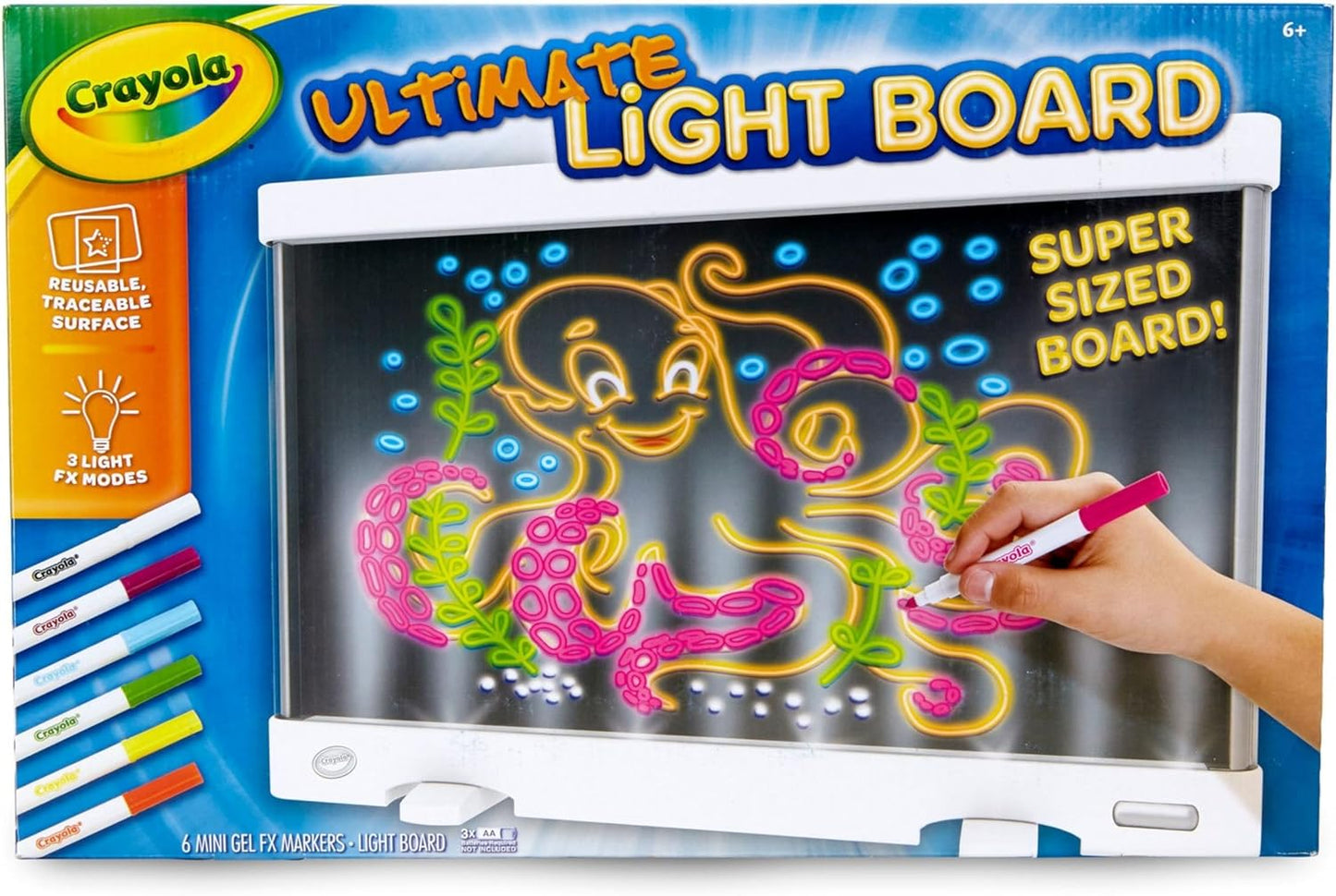 Crayola Ultimate Light Board - White, Kids Drawing Tablet, LED Drawing Board for Kids, Holiday Gift for Boys &amp; Girls, Toys for Kids, 6