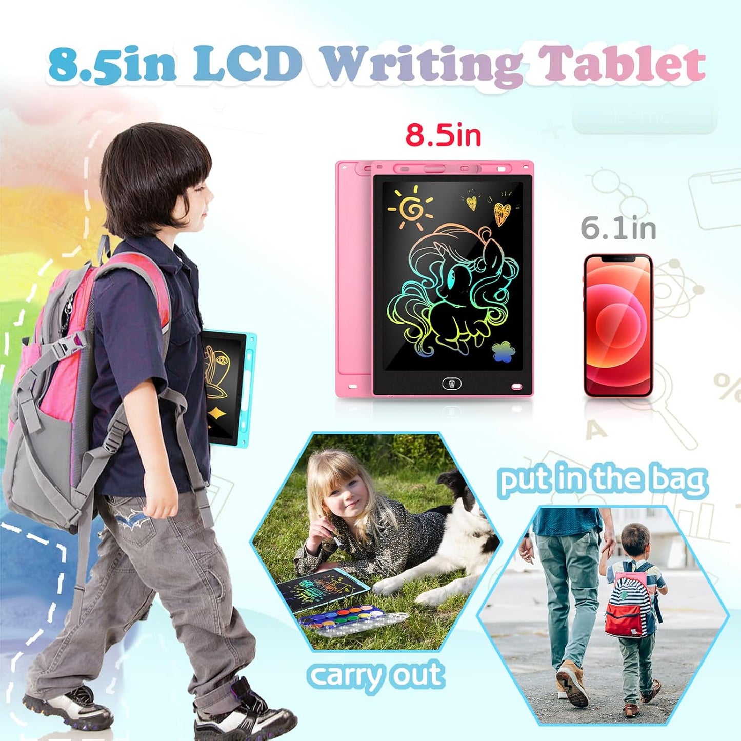 KTEBO 2 Pack 10 Inch LCD Writing Tablet for Kids - Preschool Drawing Tablet Toys &amp; Toddler Travel Essential Toys, Christmas Stocking Stuffers for Kids, Easter Basket Stuffers for Kids
