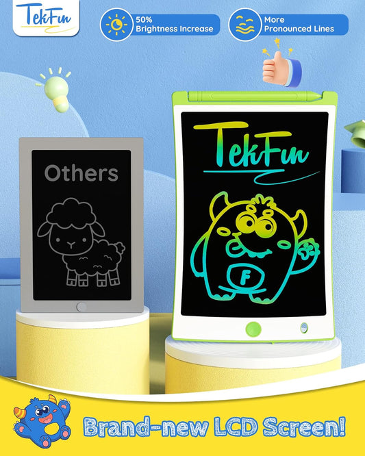 TEKFUN 2 Pack LCD Writing Tablet with Stylus, 8.5in Erasable Doodle Board Mess Free Drawing Pad for Kids, Car Trip Educational Toys Birthday Christmas Gift for 3 4 5 6 7 Girls Boys (2*Blue)