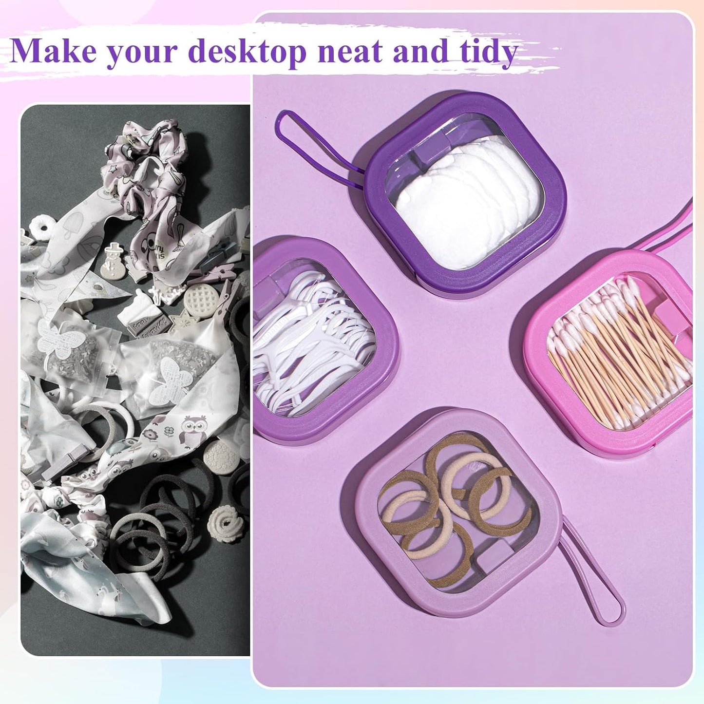 Kathfly 4 Pcs White Hair Tie Organizer Portable Hair Accessory Storage Containers Stackable Hair Tie Bobby Pin Holder Home Cotton Swab Dispenser Hair Accessories Jewelry Organizer Box