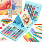 Art Supplies, 240-Piece Art Set Crafts Drawing Kits with Double Sided Trifold Easel, Includes Sketch Pads, Oil Pastels, Crayons, Colored Pencils, Gifts for Girls Boys Teen Ages 4-6-8-9-12 (Black)